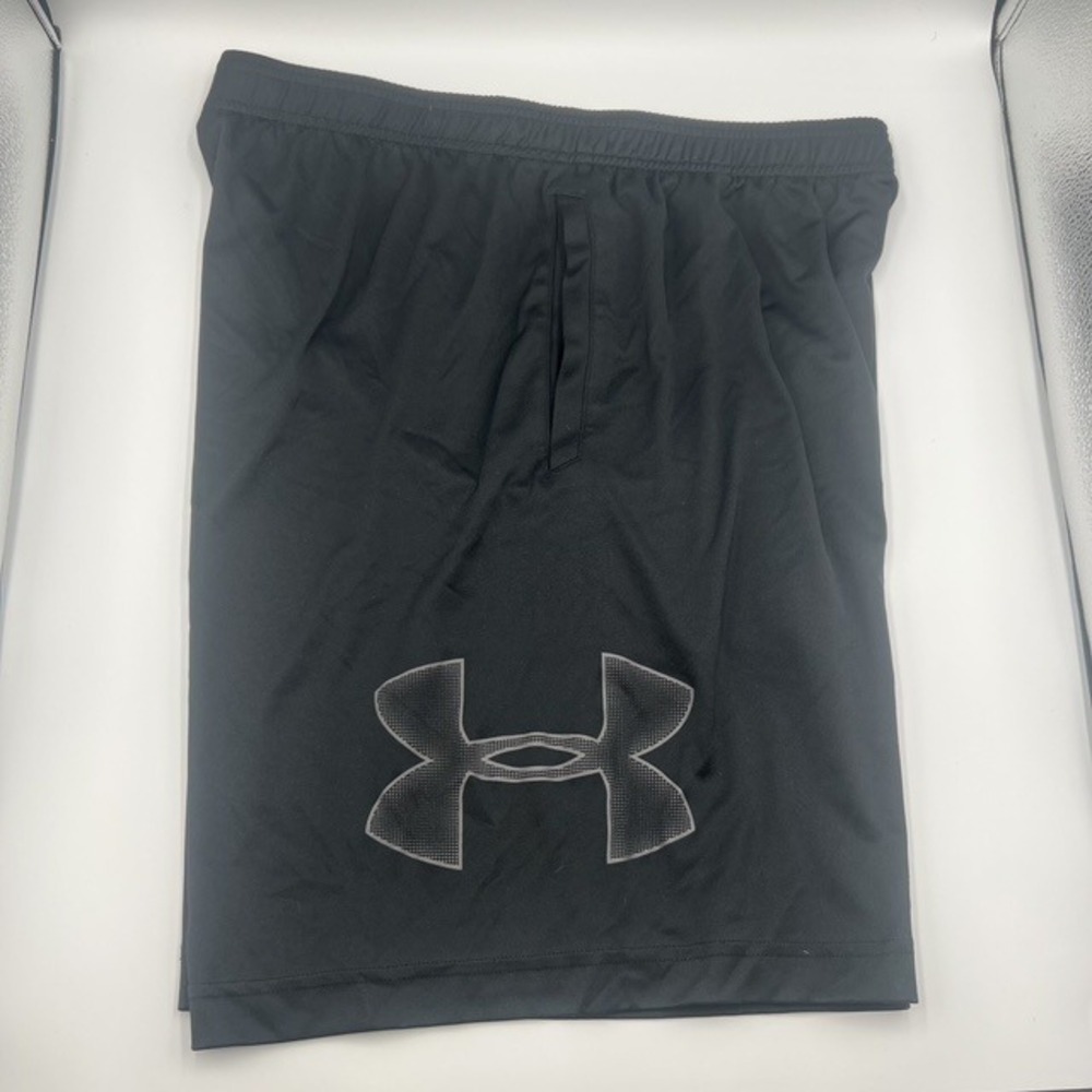 Under Armour Men's 9.5" Black HeatGear Athletic Gym Drawstring Shorts Size Large